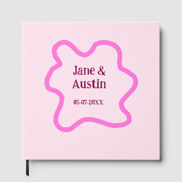 Roze pastel retro trouwrand frame naam datum gastenboek