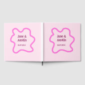 Roze pastel retro trouwrand frame naam datum gastenboek (Volledig)