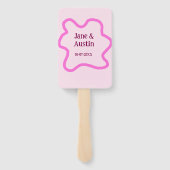 Roze pastel retro trouwrand frame naam datum handwaaier (Achterkant)