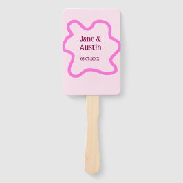 Roze pastel retro trouwrand frame naam datum handwaaier