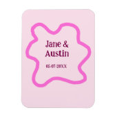 Roze pastel retro trouwrand frame naam datum magneet (Verticaal)