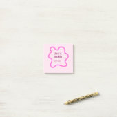 Roze pastel retro trouwrand frame naam datum post-it® notes (Op bureau)