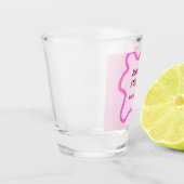 Roze pastel retro trouwrand frame naam datum shot glas (Links)