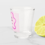 Roze pastel retro trouwrand frame naam datum shot glas (Rechts)
