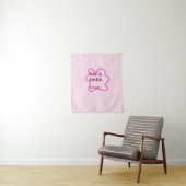 Roze pastel retro trouwrand frame naam datum wandkleed (In situ)