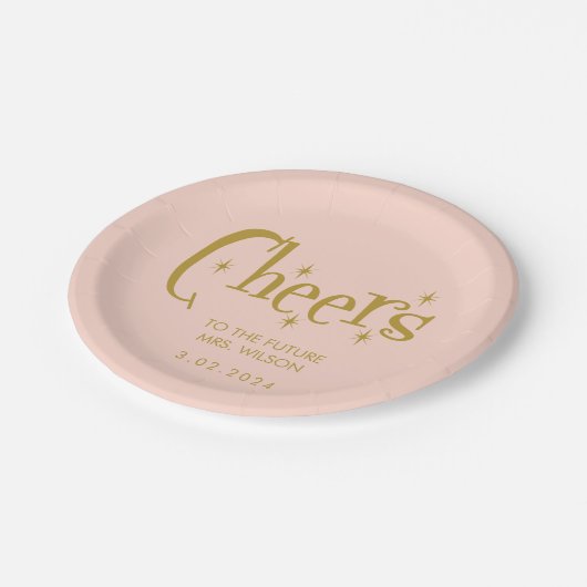 Roze Pastel Retro Vrijgezellenfeest Papieren Bordje (Gekanteld)