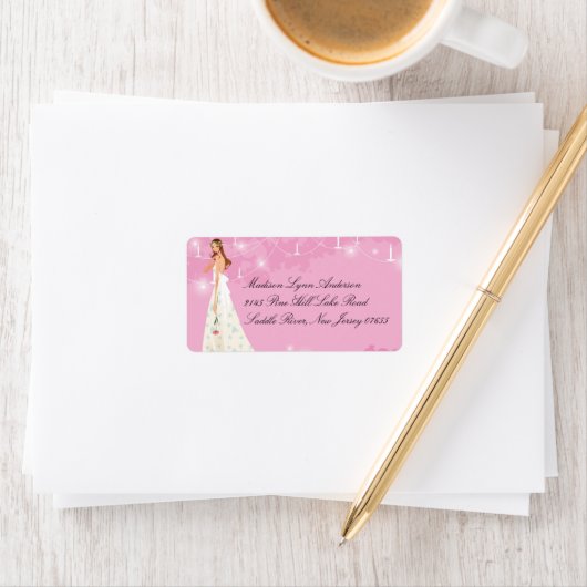 Roze Pastel Romantische bruid retour adres label (Insitu)