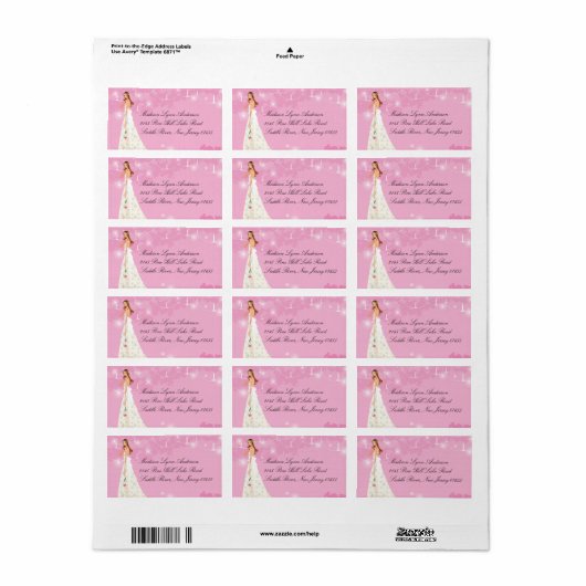 Roze Pastel Romantische bruid retour adres label (Full Sheet)
