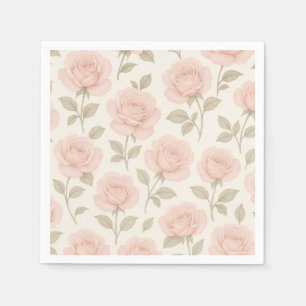 Roze Pastel Roos Vintage Bloem Elegant Servet