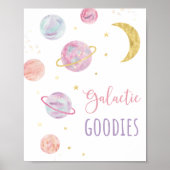 Roze Pastel Ruimte Galactische Goodies Verjaardags Poster (Voorkant)