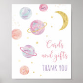 Roze Pastel Ruimte Kaarten en Cadeaus Verjaardagst Poster (Voorkant)