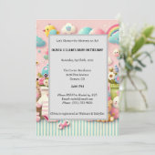 Roze Pastel Schattige Baby shower Art Kaart (Staand voorkant)