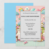 Roze Pastel Schattige Baby shower Art Kaart (Voorkant / Achterkant)