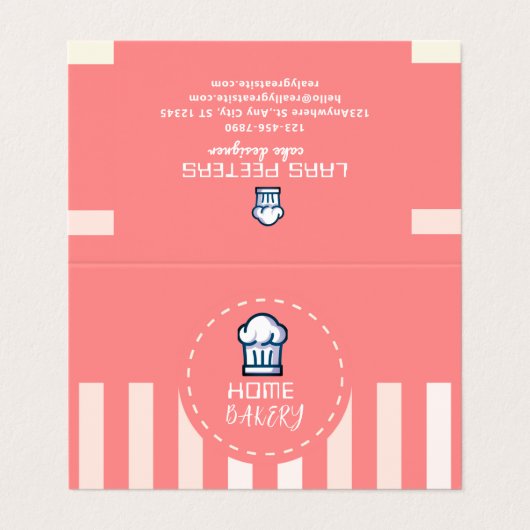 Roze Pastel Schattige Eenvoudige Home Bakkerij Log Visitekaartje (Buitenkant ongevouwen)