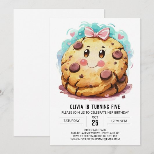 Roze Pastel Snoepjes Koekjes Verjaardag Kaart (Voorkant / Achterkant)