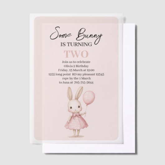 Roze Pastel "Some Bunny" Pasen Vellum Uitnodigingen (Offset)