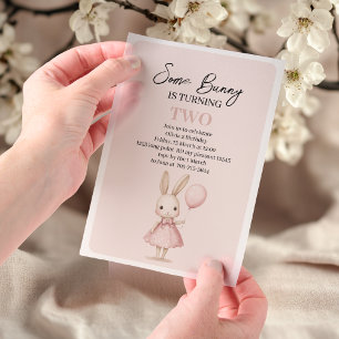 Roze Pastel "Some Bunny" Pasen Vellum Uitnodigingen