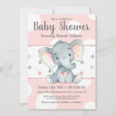 Roze Pastel Stippen Schattigee olifant Baby shower Kaart (Voorkant)