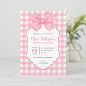 roze pastel strik baby shower kaart (Staand voorkant)