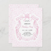 Roze pastel   strikje verjaardag kaart (Voorkant / Achterkant)