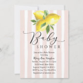 Roze Pastel Stripes Citroen Baby shower Kaart (Voorkant)