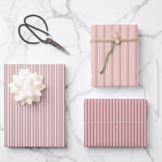 Roze Pastel Stripes Wrapping Paper Sheets (Voorkant)