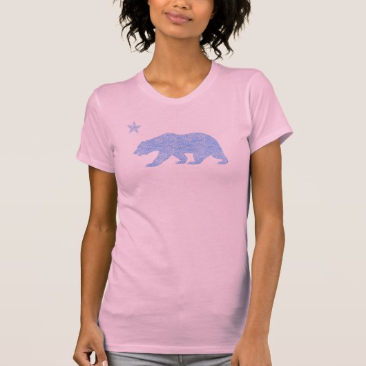 Roze pastel T-shirt zwart Beer voor de dames (Voorkant)
