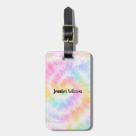 Roze Pastel Tie Dye Meisjesachtig Chic Bagagelabel