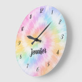 Roze Pastel Tie Dye Meisjesachtig Chic Grote Klok (Hoek)