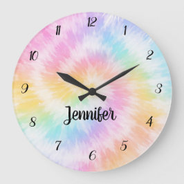 Roze Pastel Tie Dye Meisjesachtig Chic Grote Klok