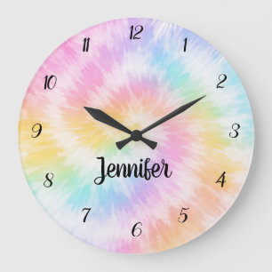 Roze Pastel Tie Dye Meisjesachtig Chic Grote Klok