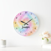 Roze Pastel Tie Dye Meisjesachtig Chic Grote Klok (Huis)