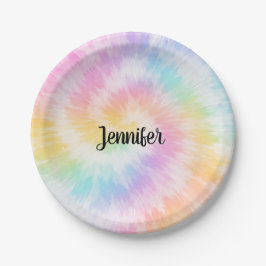 Roze Pastel Tie Dye Meisjesachtig Chic Papieren Bordje