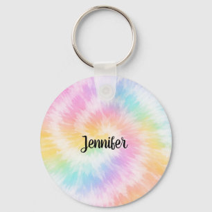 Roze Pastel Tie Dye Meisjesachtig Chic Sleutelhanger