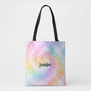 Roze Pastel Tie Dye Meisjesachtig Chic Tote Bag