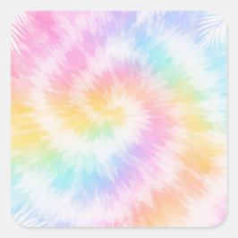 Roze Pastel Tie Dye Meisjesachtig Chic Vierkante Sticker