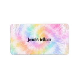 Roze Pastel Tie Dye Meisjesachtige Chic Etiket