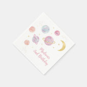Roze Pastel Twee de Maan Ruimte Verjaardag Servet (Hoek)