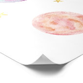 Roze Pastel Twee de Maan Ruimte Verjaardag Welkom Poster (Hoek)