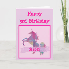 Roze pastel Unicorn Birthday Card Kaart