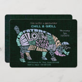 Roze Pastel Varkensvlees Snijdt Typogram Word Clou Kaart (Voorkant / Achterkant)