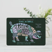 Roze Pastel Varkensvlees Snijdt Typogram Word Clou Kaart (Staand voorkant)