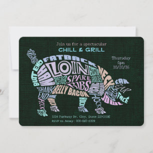 Roze Pastel Varkensvlees Snijdt Typogram Word Clou Kaart