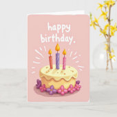 Roze Pastel Verjaardagskaart Kaart (Gele Bloem)
