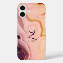 Roze Pastel Violet Glitter Waterverf  iPhone 16 Plus Hoesje