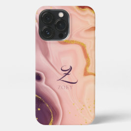 Roze Pastel Violet Glitter Waterverf  iPhone 16 Pro Hoesje