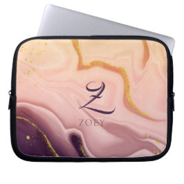Roze Pastel Violet Glitter Waterverf  Laptop Sleeve