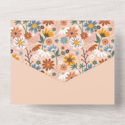 Roze pastel Vloeiend Baby shower All In One Uitnodiging (Achterkant)