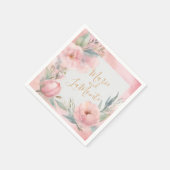 Roze Pastel Waterverf Bloemen Bruiloft Servetten (Hoek)