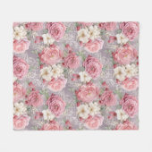  Roze Pastel Waterverf Bloemen & Kant Fleece Deken (Voorkant (Horizontaal))